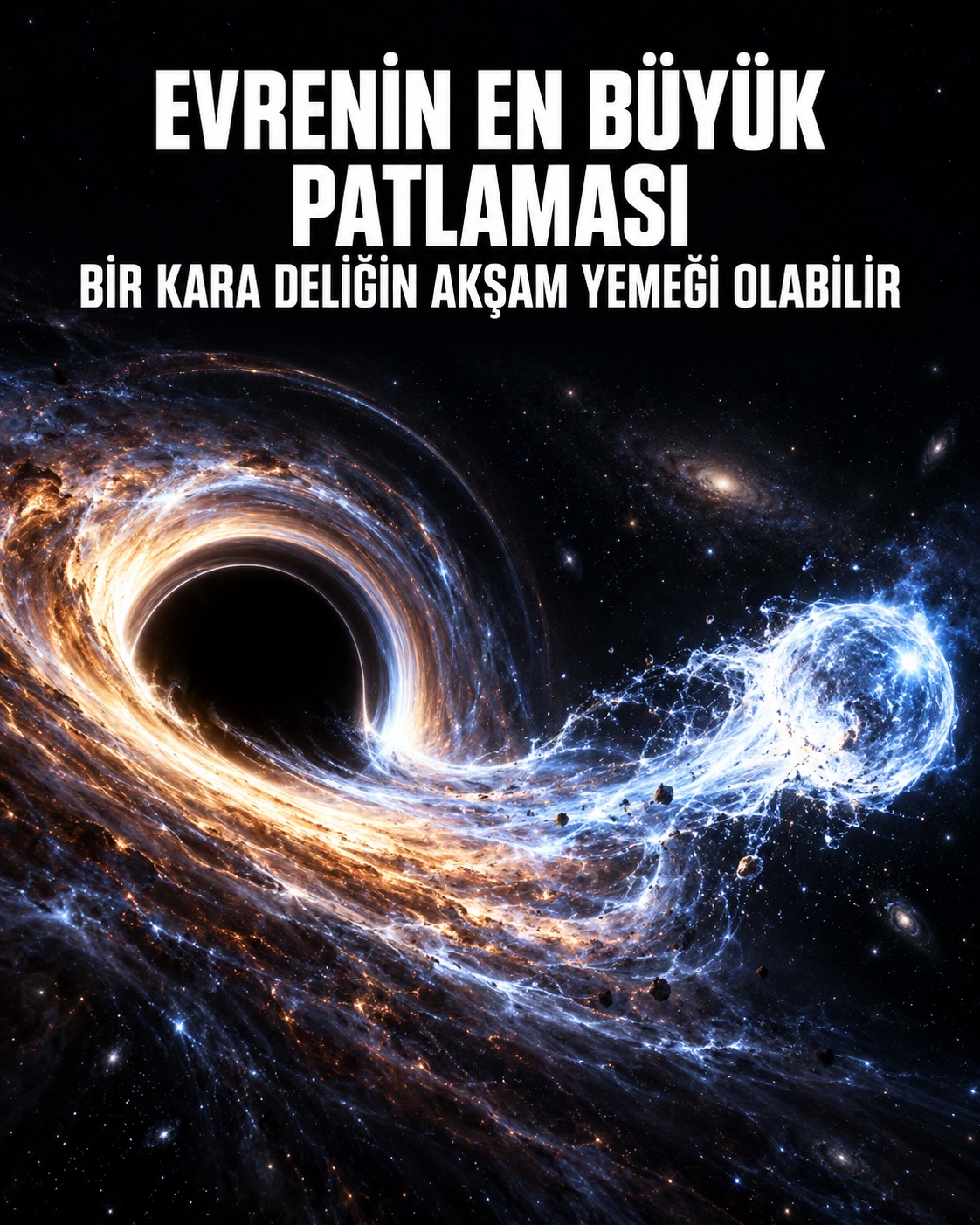 Süper kütleli bir kara deliğin parçaladığı yıldızın sanatsal canlandırması