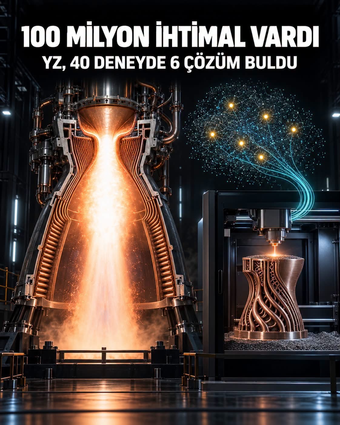 Roket motoru ve yapay zekâ destekli metal 3D yazıcı